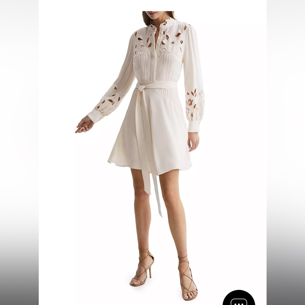 Reiss White Lace Paneled Minidress